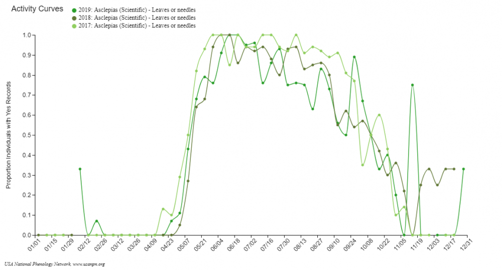 Screencap from USA-NPN Visualization Tool showing activity curve